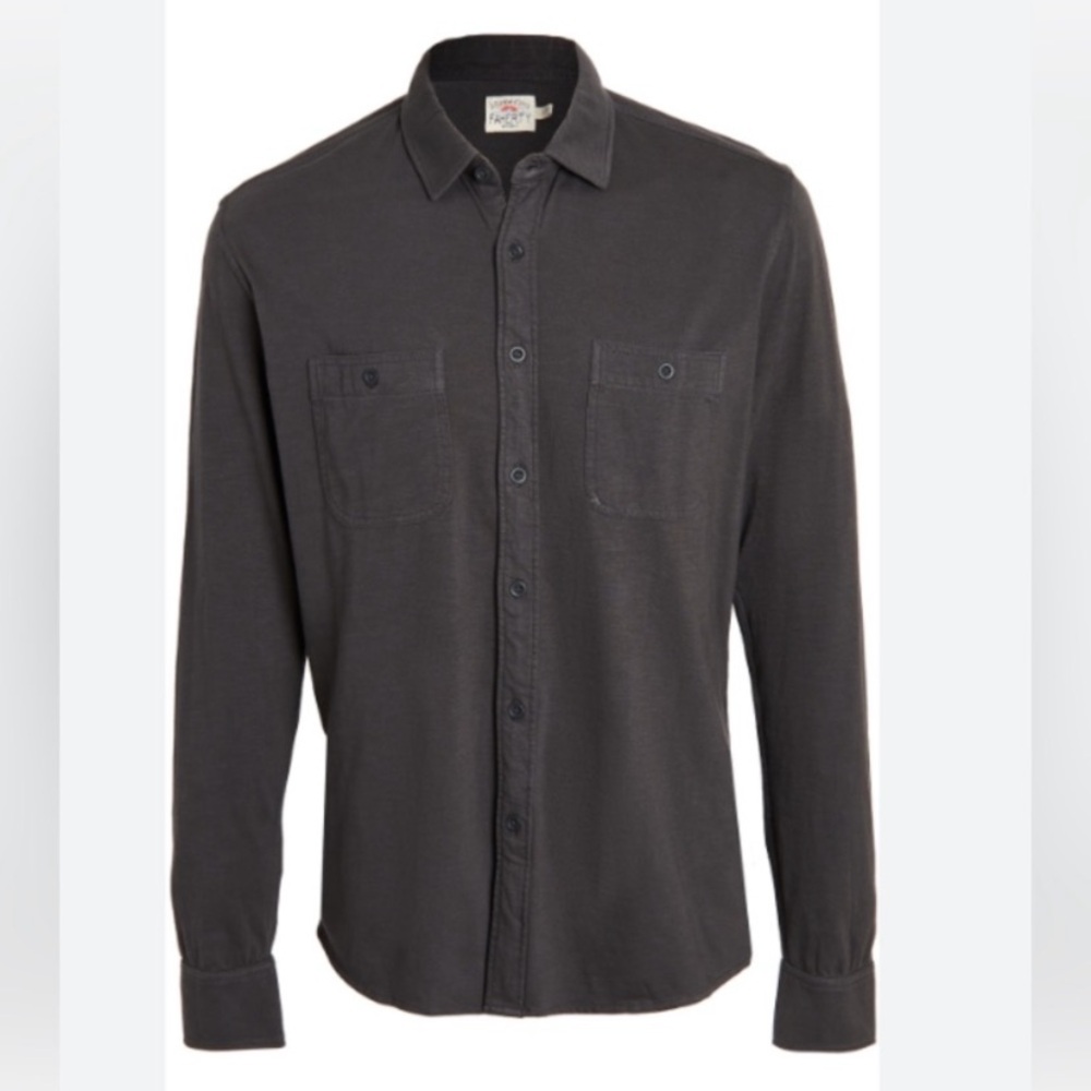 Faherty Knit Seasons Organic Cotton Button-Up shirt Washed Black XXL